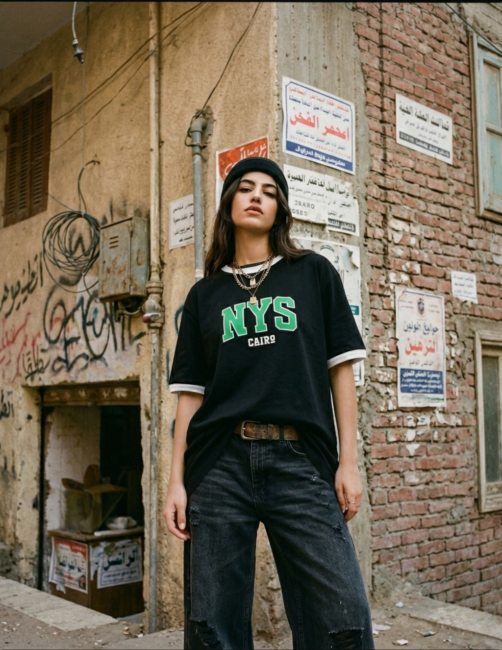 Ringer Tee Black x White
