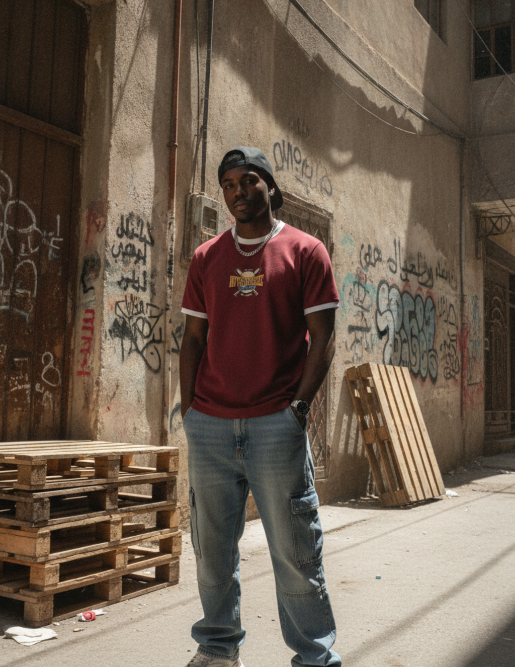 Ringer Tee Burgundy x White