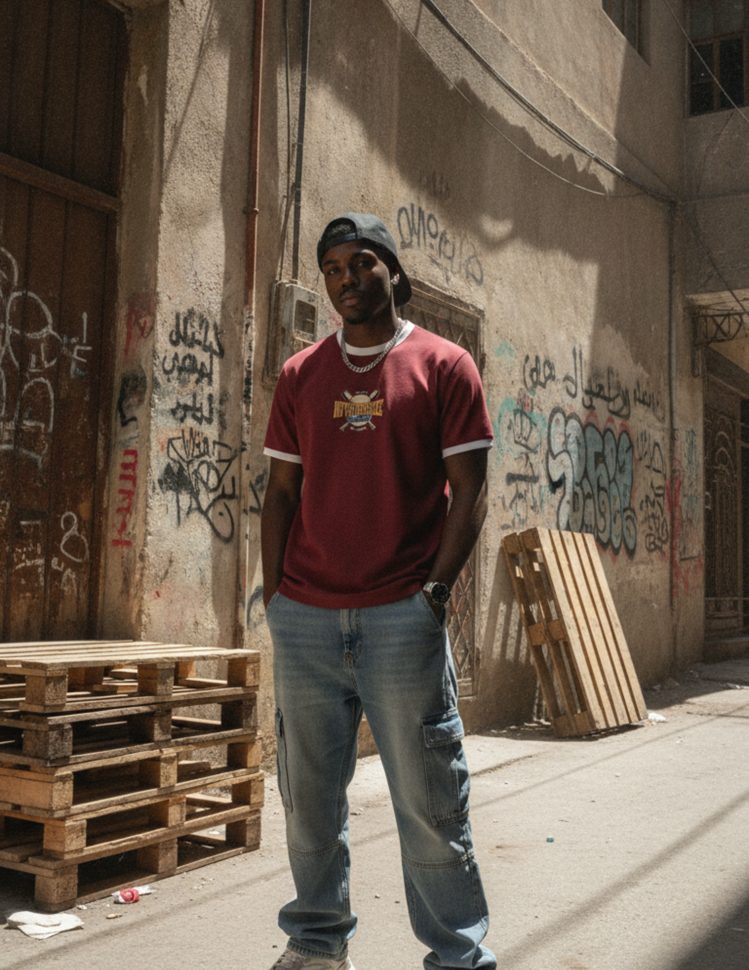 Ringer Tee Burgundy x White
