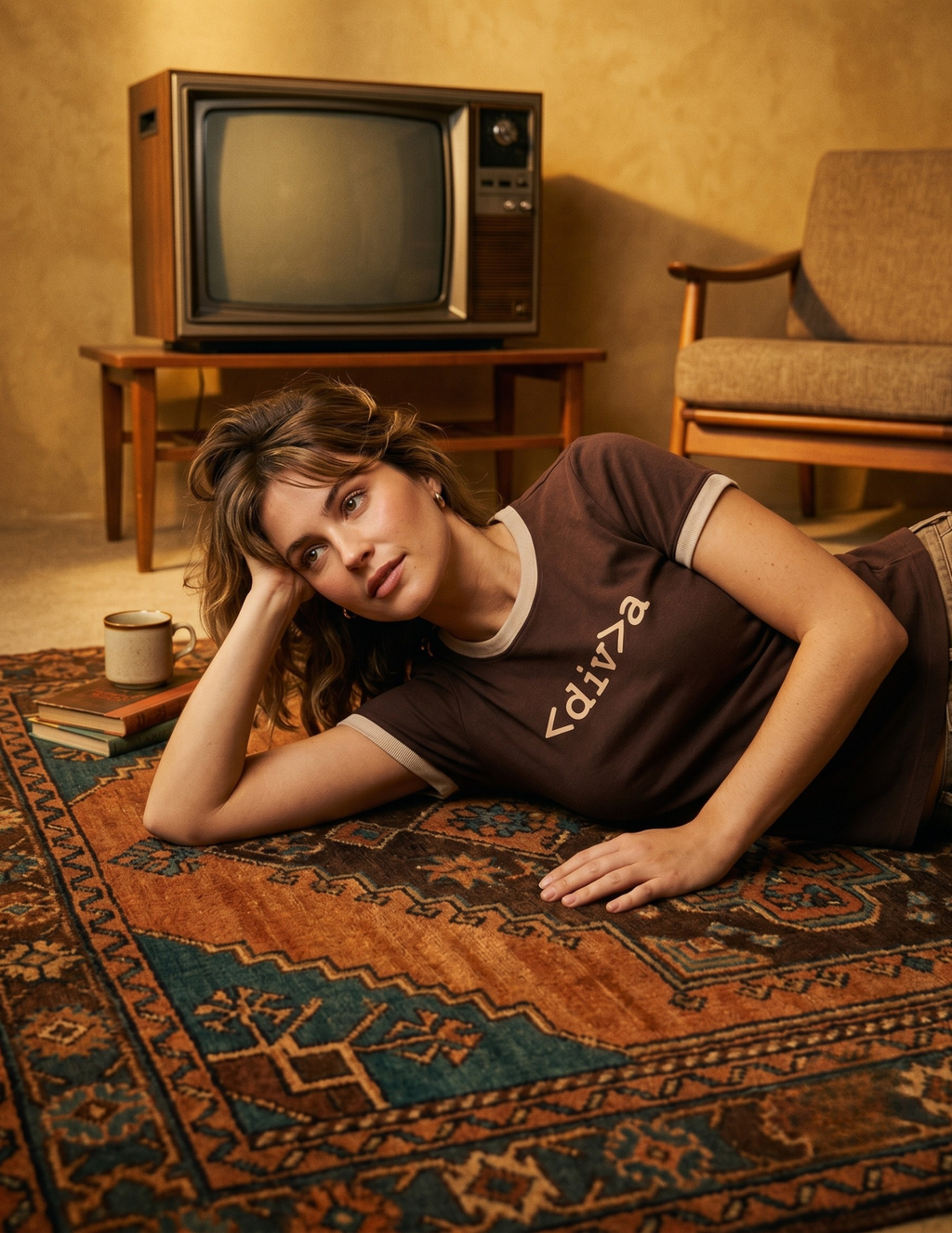 Ringer Baby Tee - Brown x Beiege