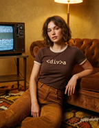 Ringer Baby Tee - Brown x Beiege