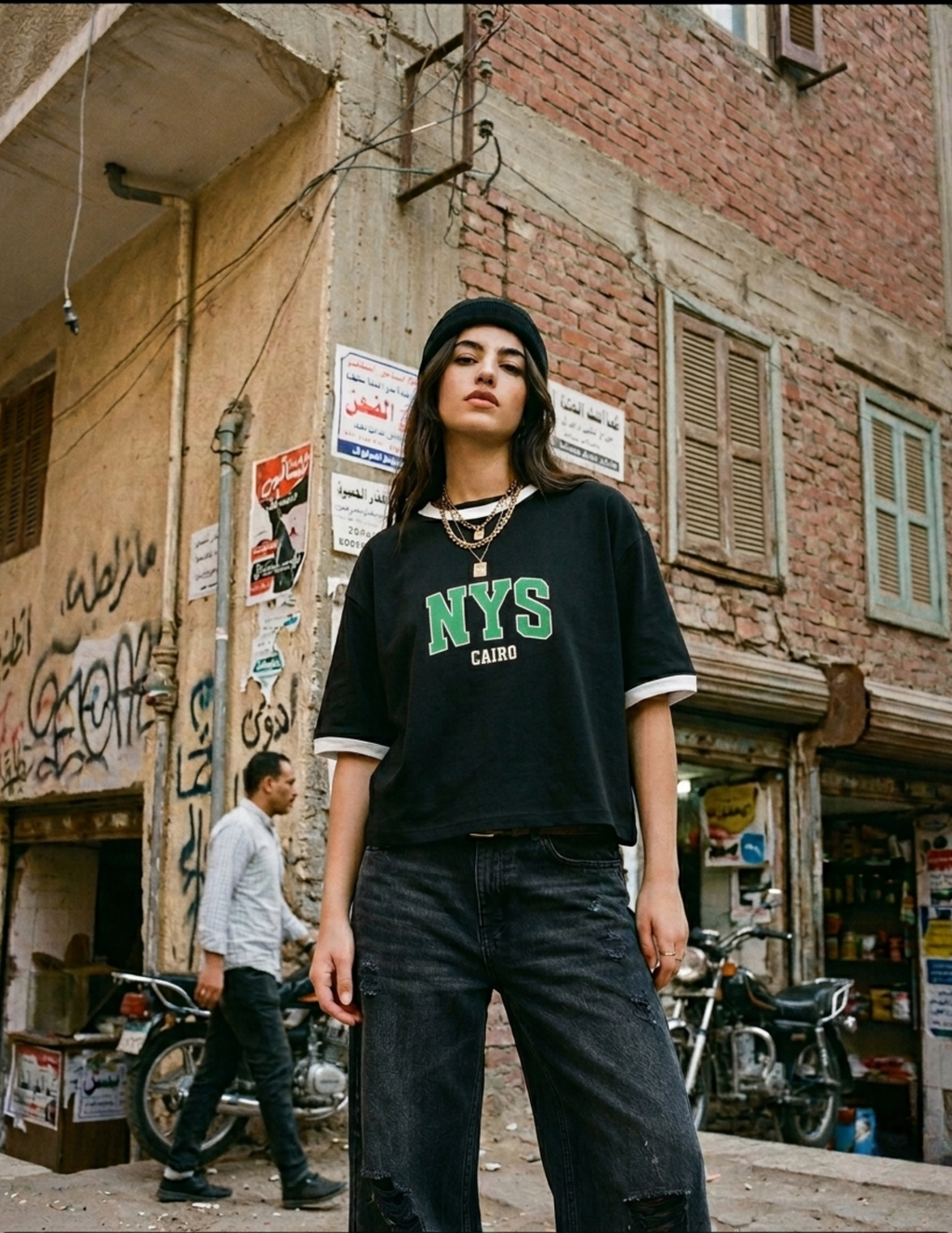 Ringer Tee Black x White