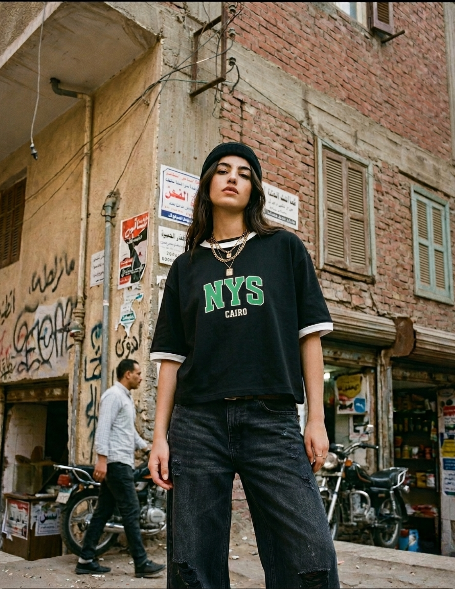 Ringer Tee Black x White
