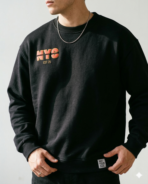 Basic Black NYS Oversized Crewneck | Unisex