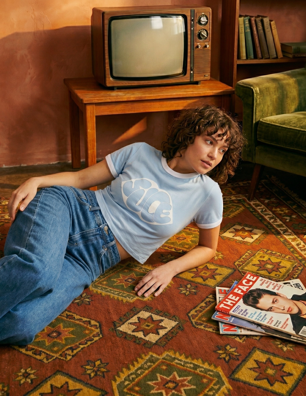 Ringer Baby Tee - Baby Blue x White