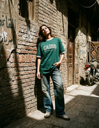 Ringer Tee Green x White