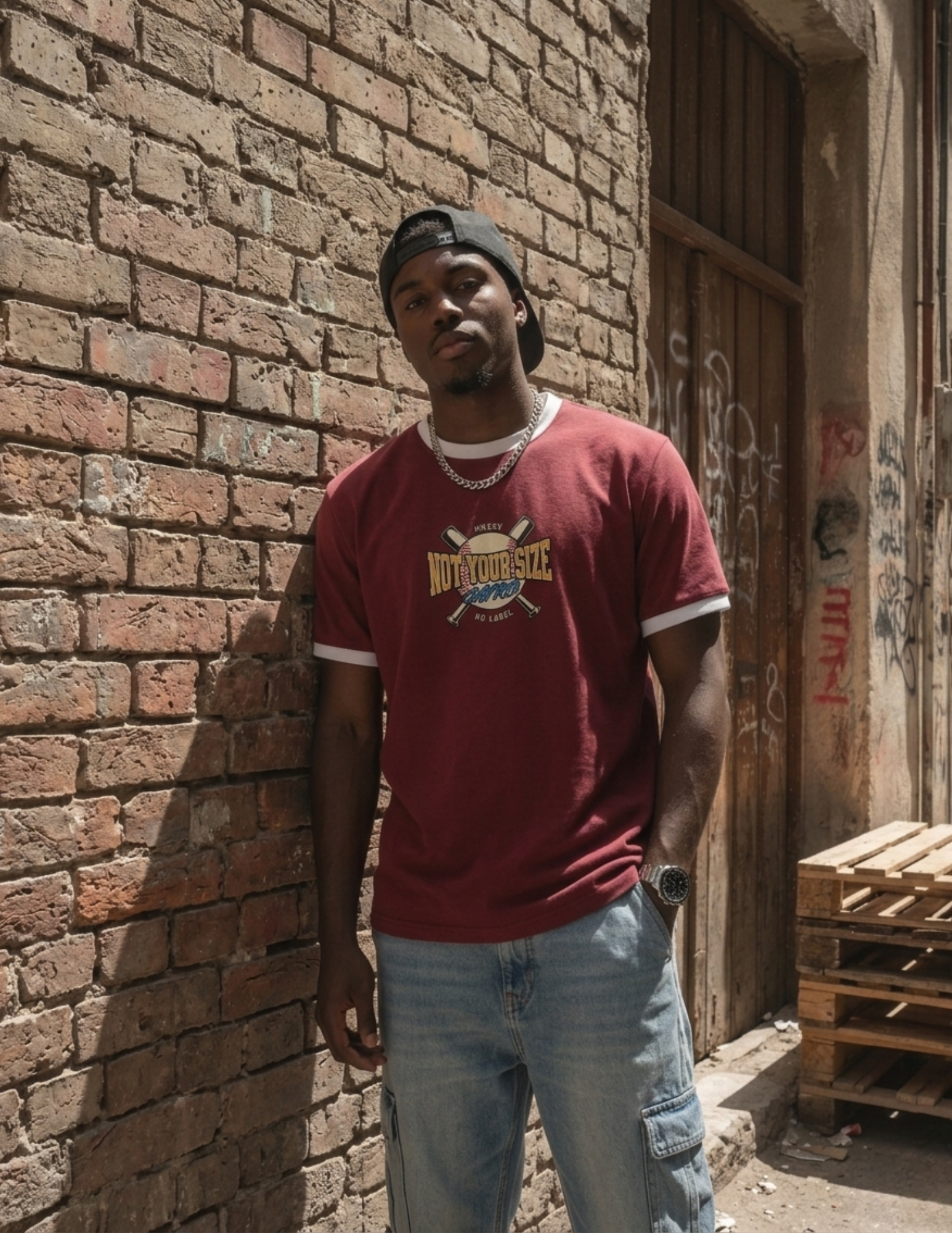 Ringer Tee Burgundy x White