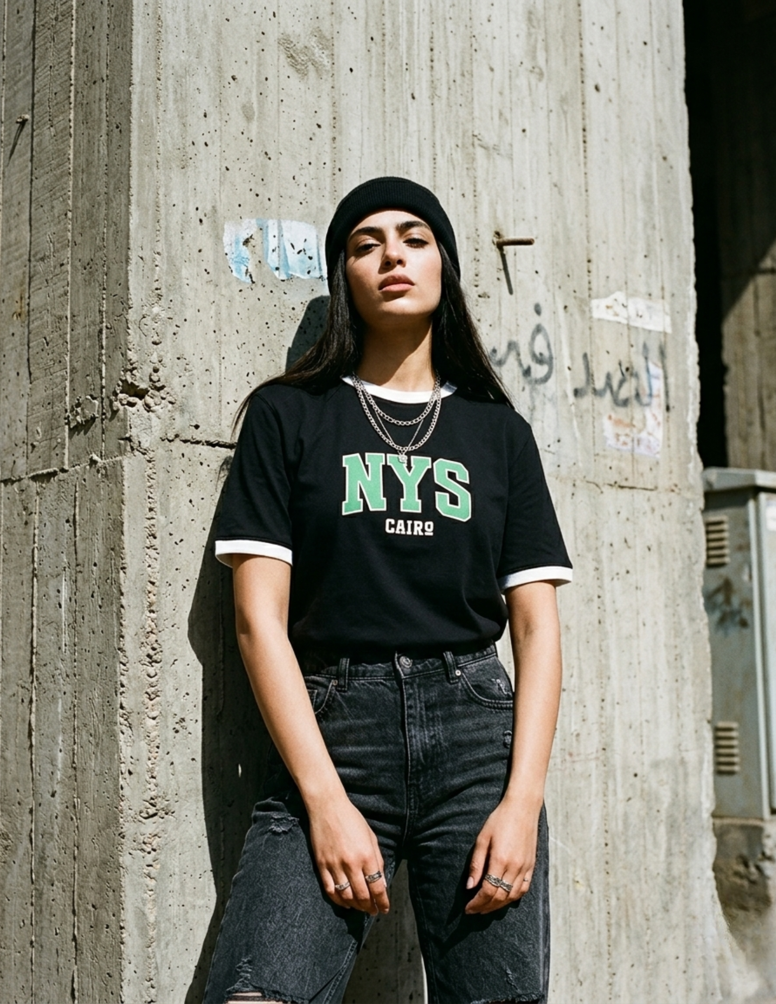 Ringer Tee Black x White