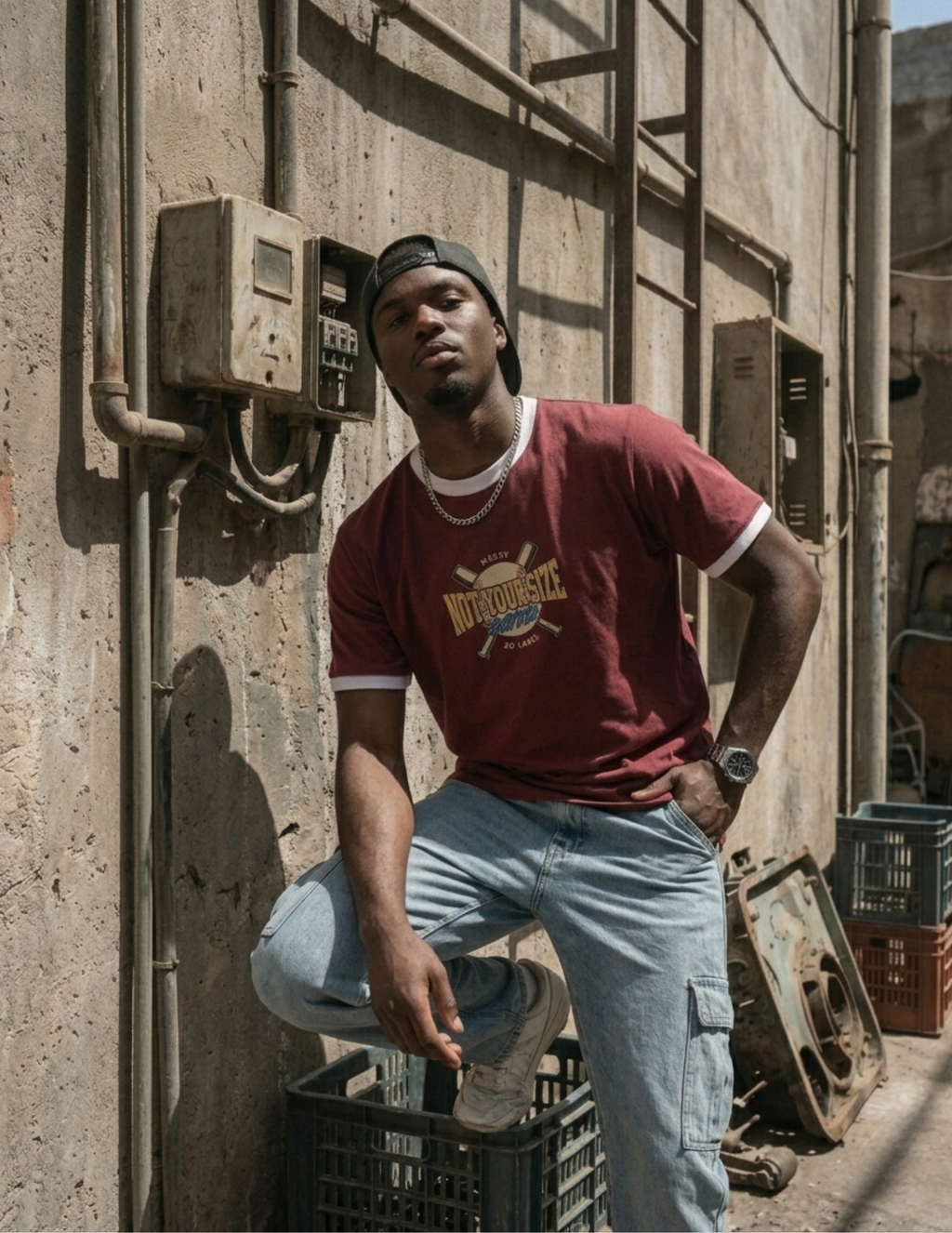 Ringer Tee Burgundy x White