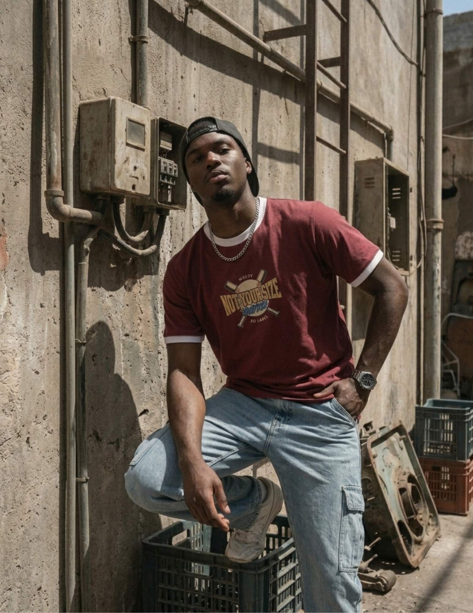 Ringer Tee Burgundy x White