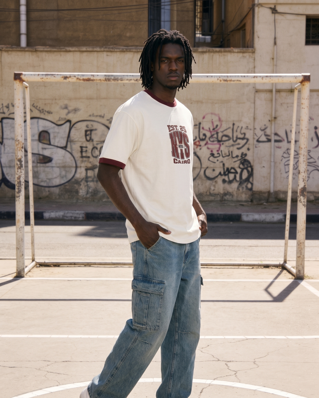 NYS 2.0 Ringer Tee White x Burgundy