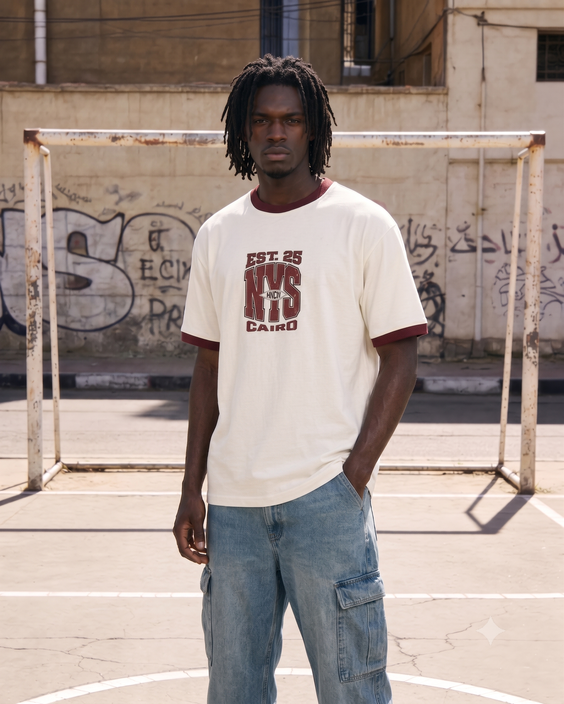 NYS 2.0 Ringer Tee White x Burgundy