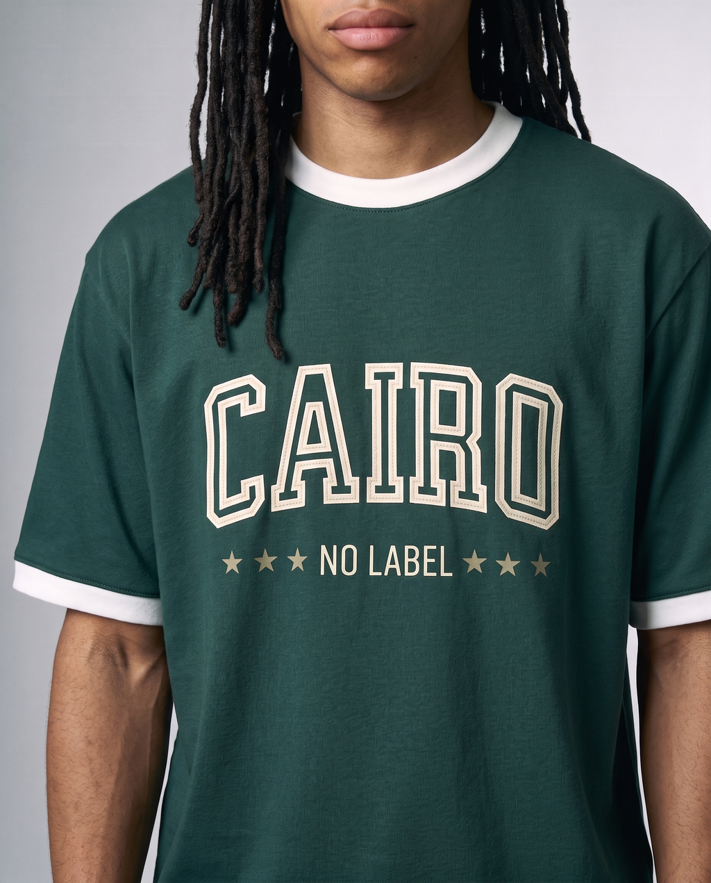 Cairo Ringer Tee Green x White