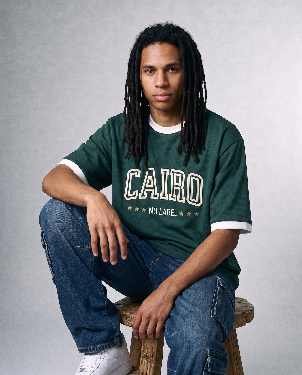Cairo Ringer Tee Green x White