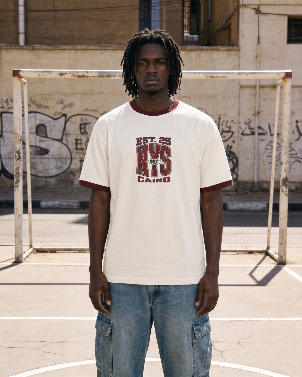 NYS 2.0 Ringer Tee White x Burgundy