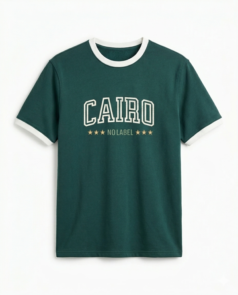 Ringer Tee Green x White
