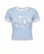 Ringer Baby Tee - Baby Blue x White