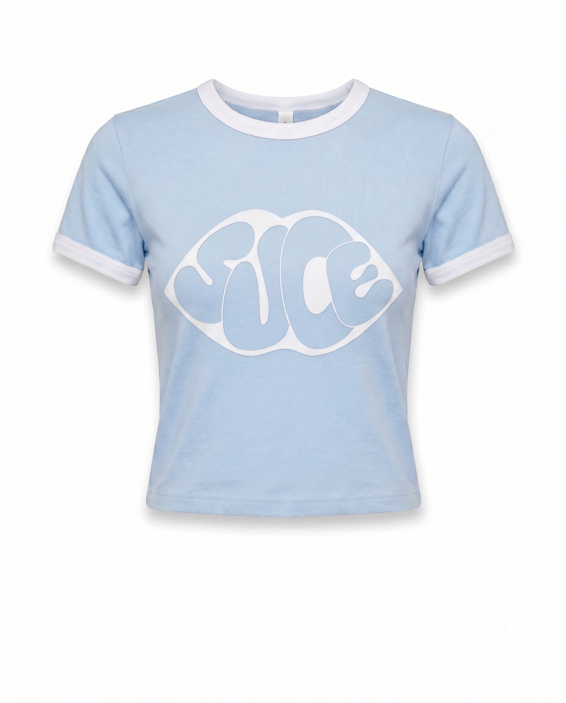 Ringer Baby Tee - Baby Blue x White