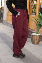 Wide Leg Sweat Pants | Burgundy | Unisex