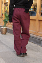 Wide Leg Sweat Pants | Burgundy | Unisex