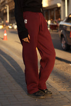 Wide Leg Sweat Pants | Burgundy | Unisex