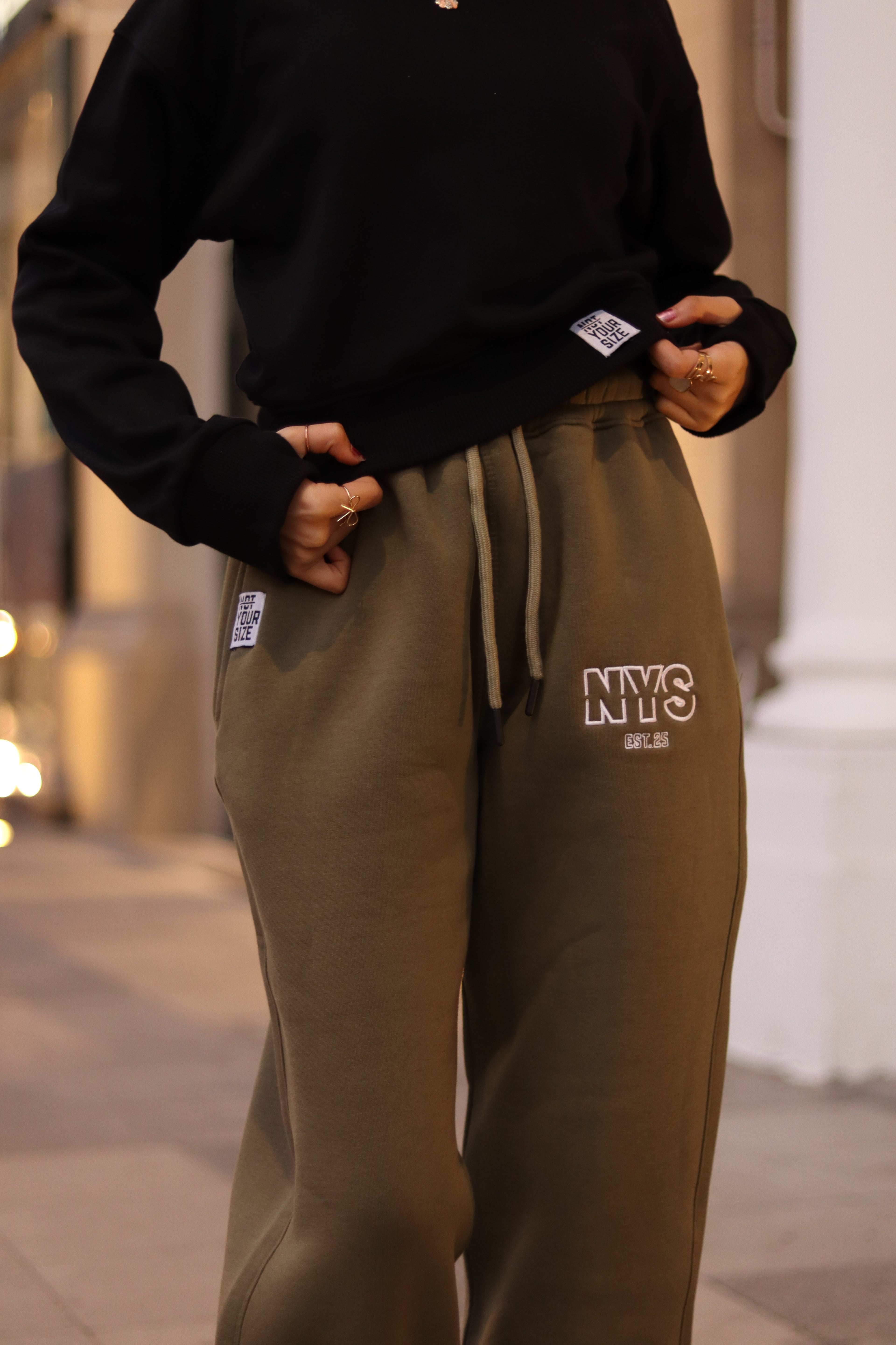 Wide Leg Sweat Pant - Olive Green