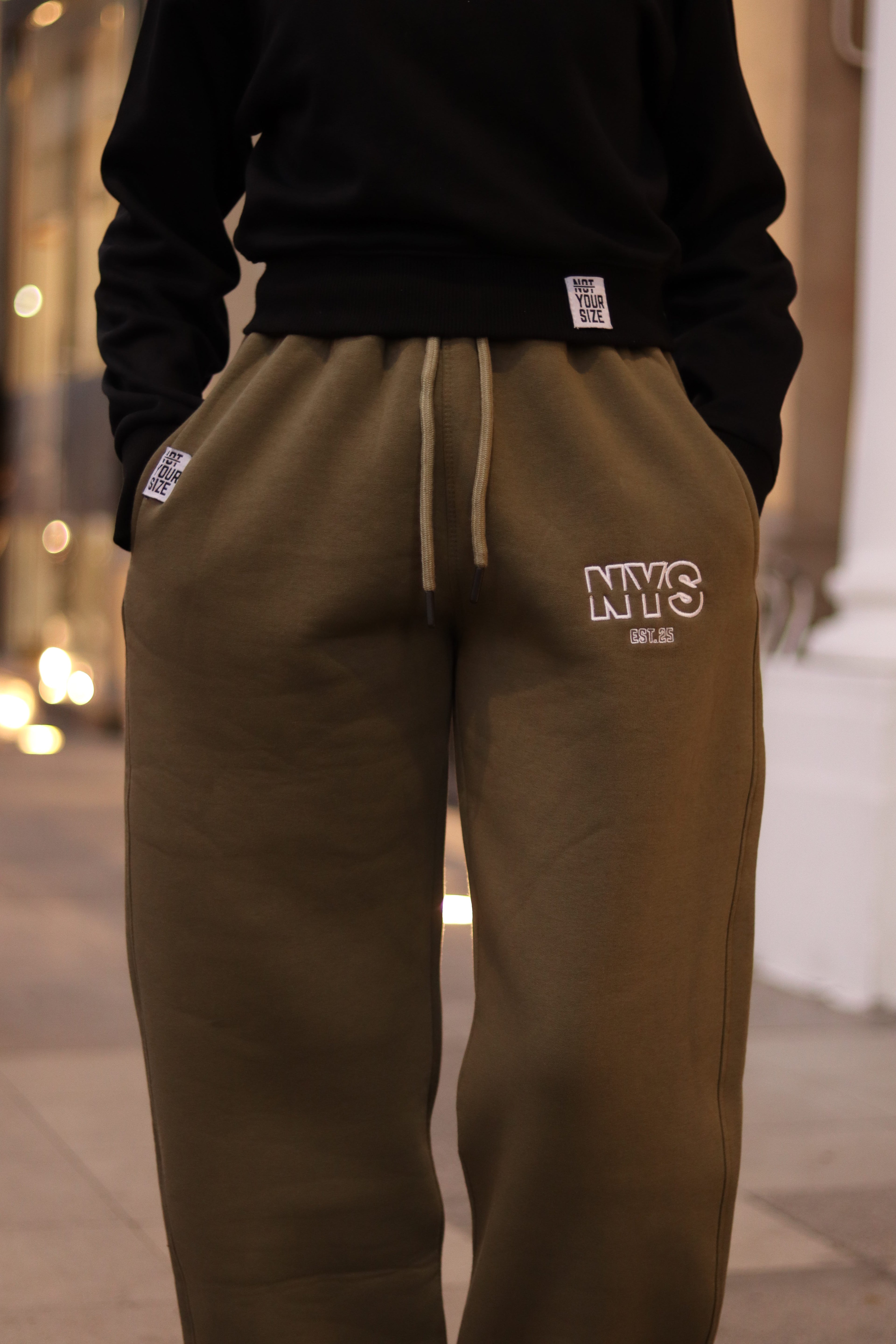Wide Leg Sweat Pant - Olive Green