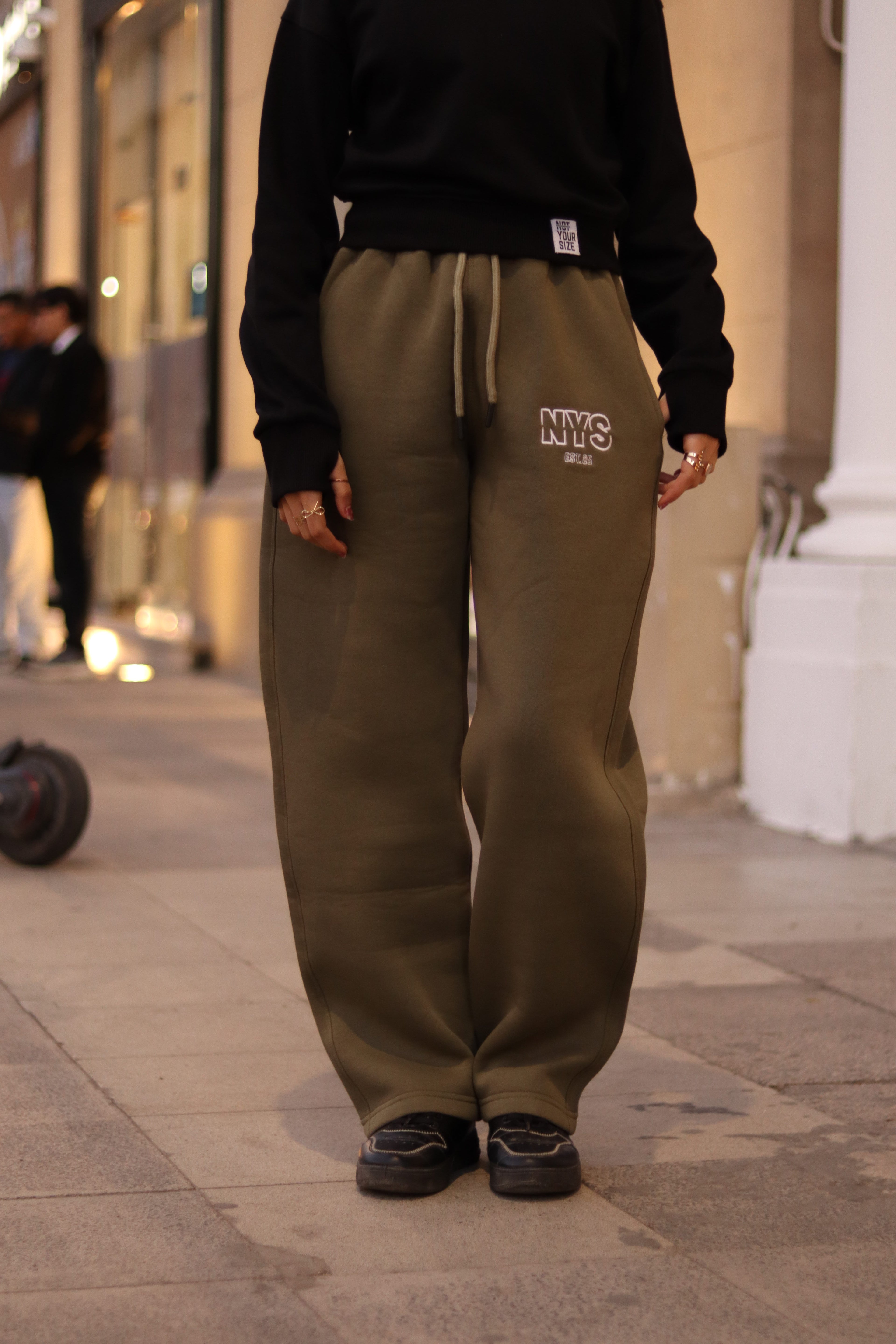 Wide Leg Sweat Pant - Olive Green