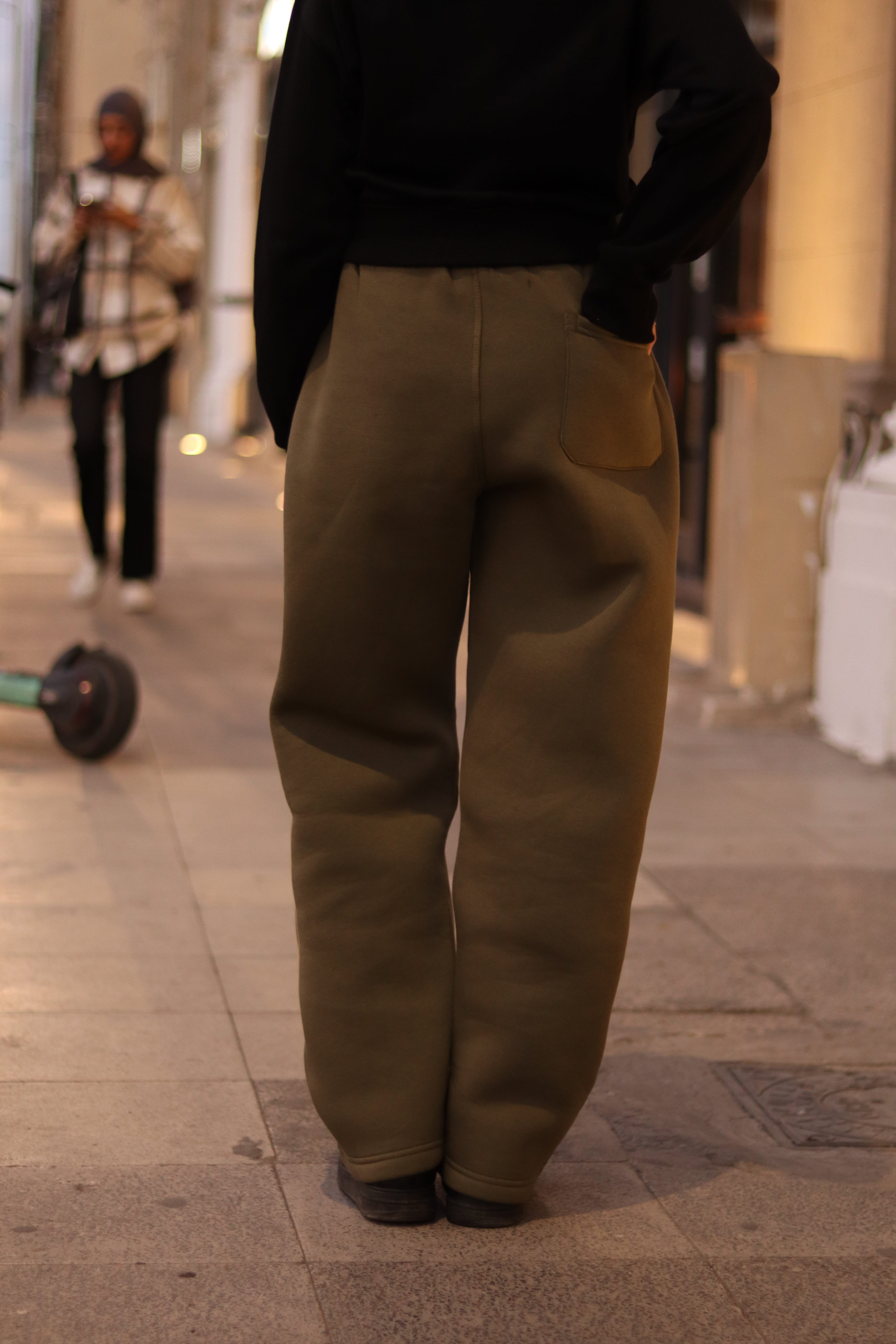 Wide Leg Sweat Pant - Olive Green