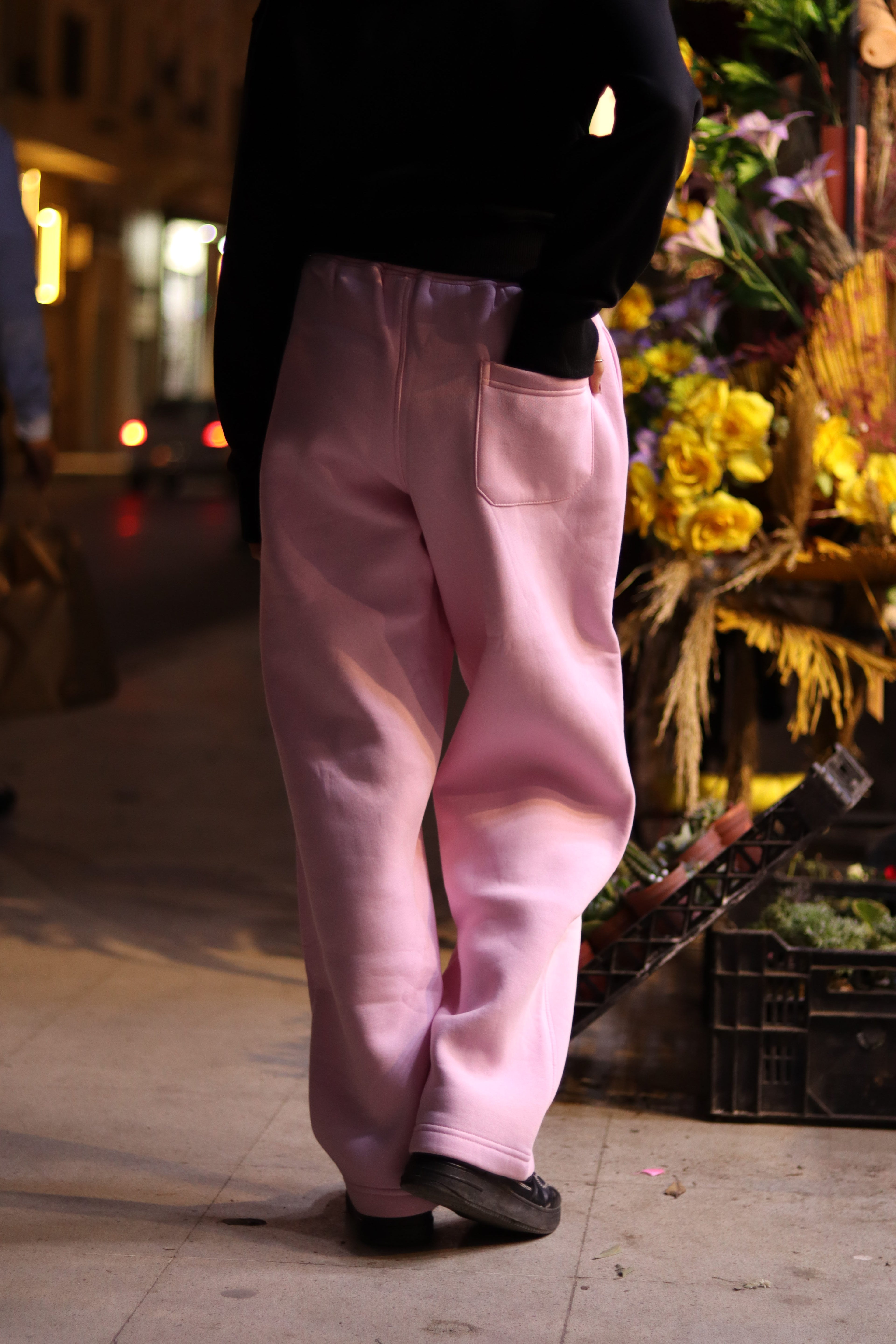 Wide Leg Sweat Pants - Pink