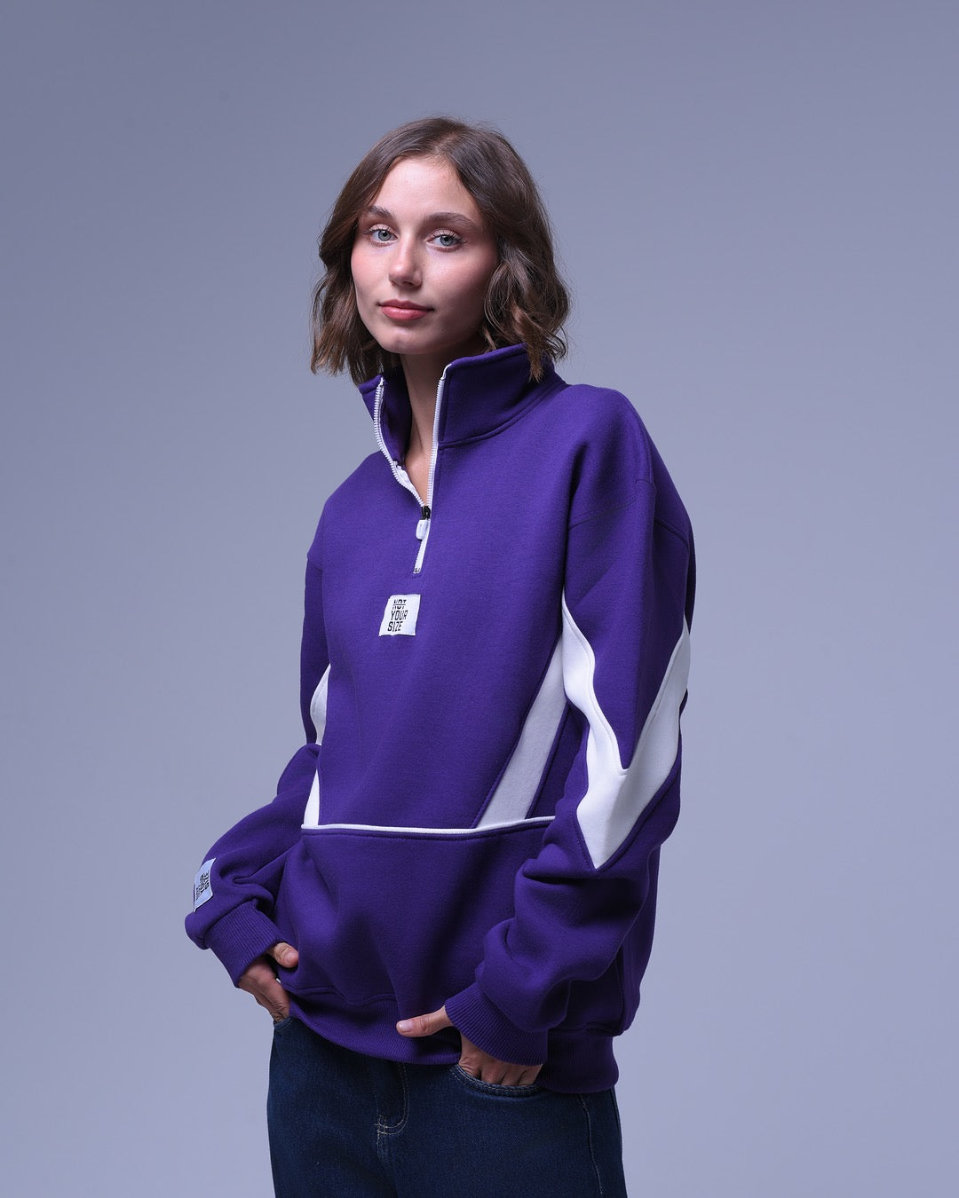 Not Your Size | Half Zip-up Striped Hoodie | For Unisex