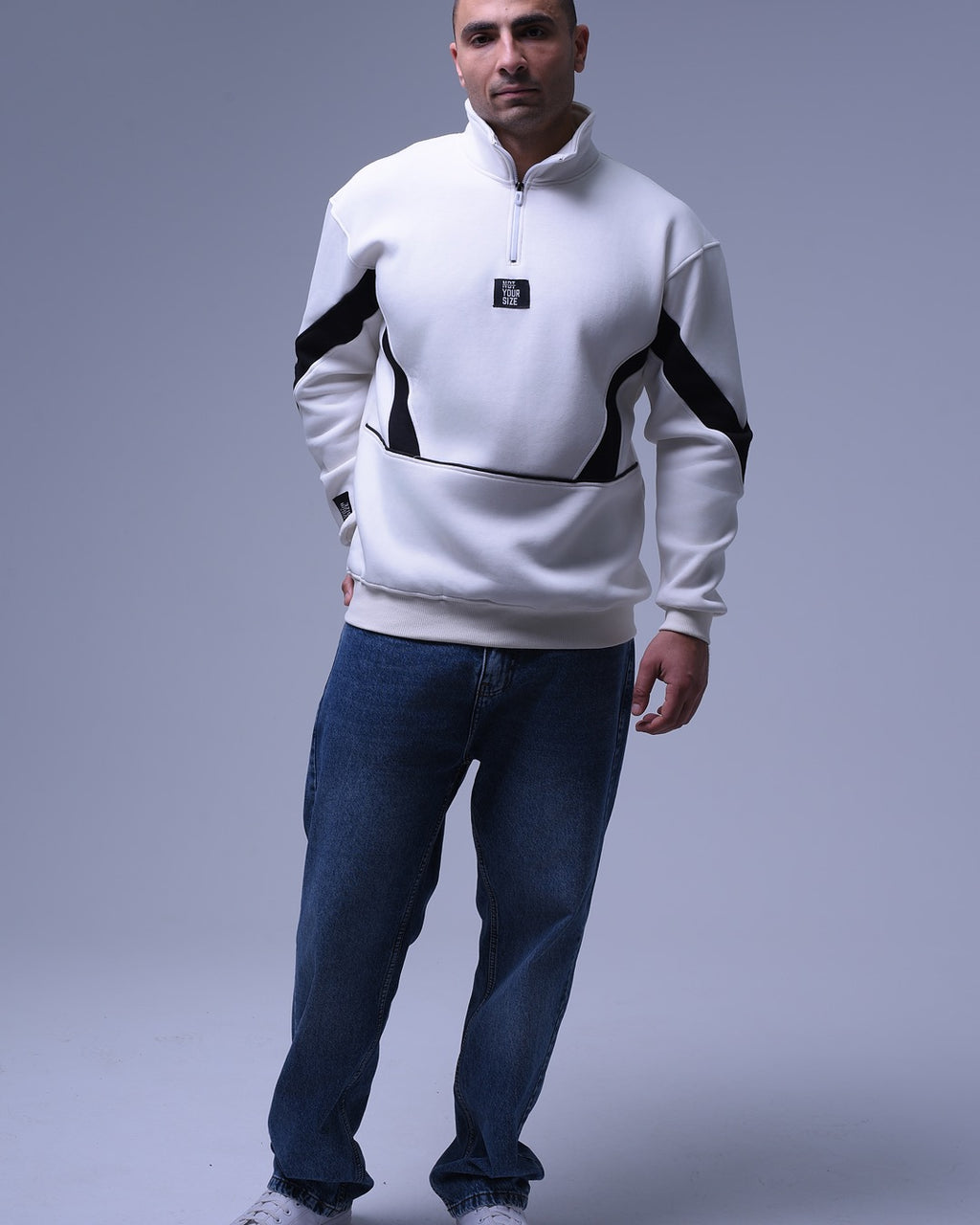 Not Your Size | Half Zip-up Striped Hoodie | For Unisex