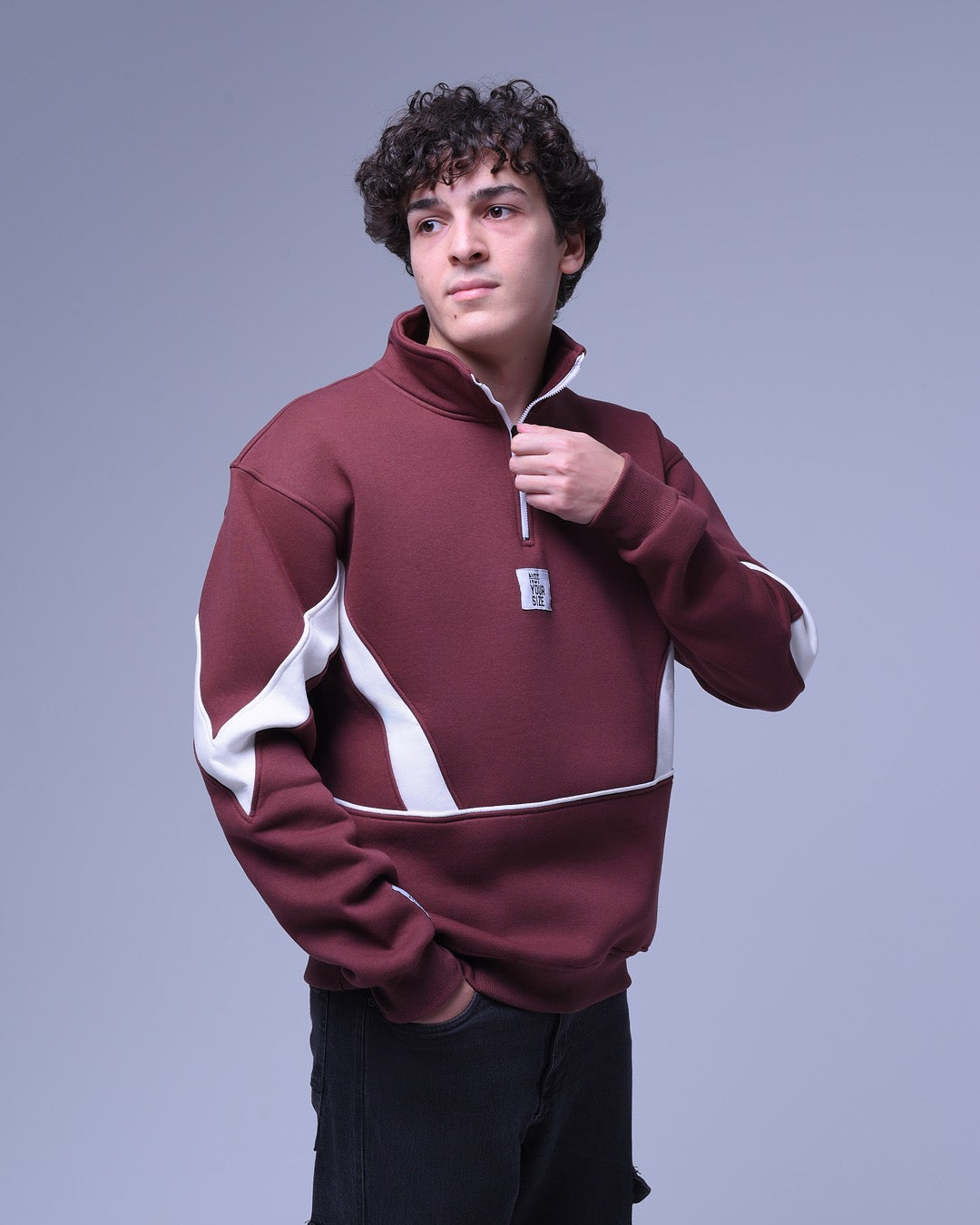 Not Your Size | Half Zip-up Striped Hoodie | For Unisex