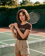 Diva Ringer Baby Tee - Brown x Beiege