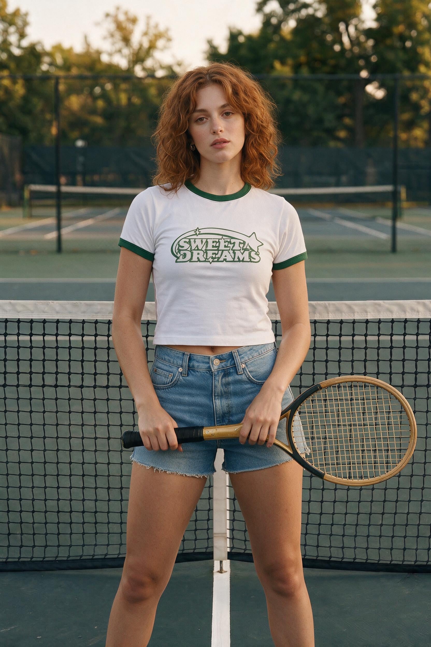 Sweet Dreams Ringer Baby Tee - White x Green