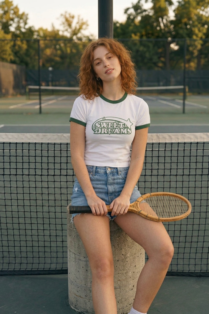 Sweet Dreams Ringer Baby Tee - White x Green