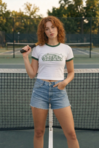 Sweet Dreams Ringer Baby Tee - White x Green