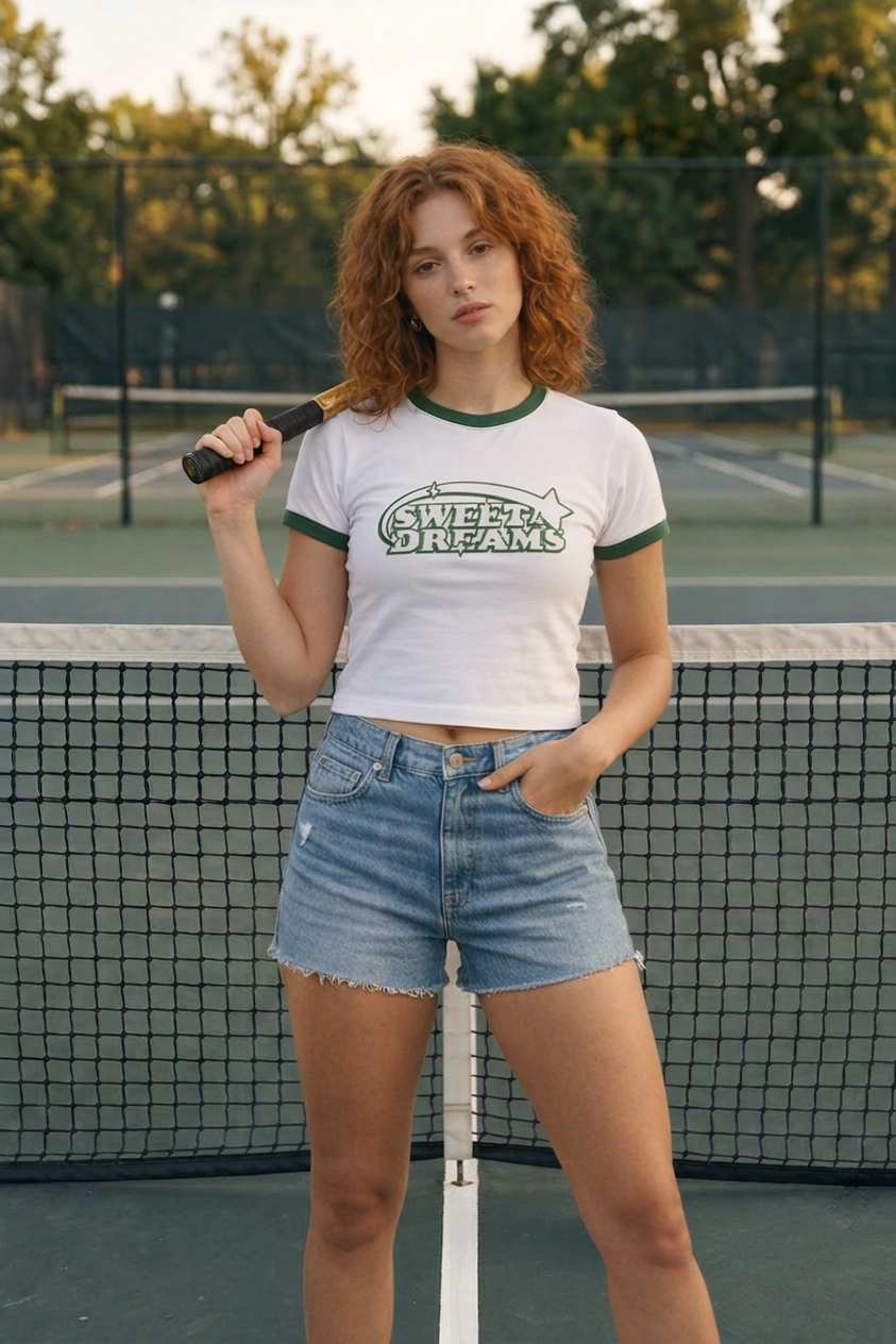 Sweet Dreams Ringer Baby Tee - White x Green