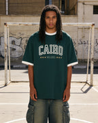Cairo Ringer Tee Green x White