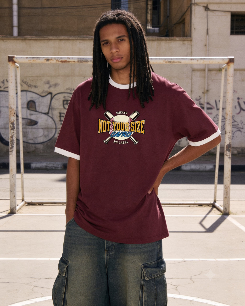 Baseball Ringer Tee Burgundy x White
