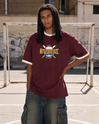 Baseball Ringer Tee Burgundy x White
