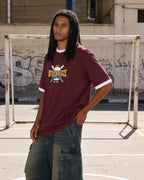 Baseball Ringer Tee Burgundy x White